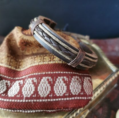 Bracelet homme cuir tressé marron