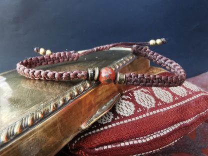 Bracelet homme macrame chocolat jaspe rouge