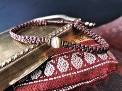 Bracelet homme macrame chocolat agate rubanée