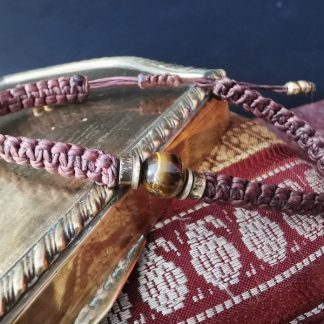 Bracelet homme macrame chocolat oeil de tigre