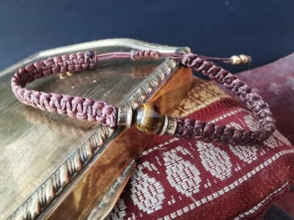 Bracelet homme macrame chocolat oeil de tigre