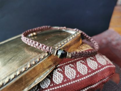 Bracelet homme macrame chocolat oeil de tigre foncé