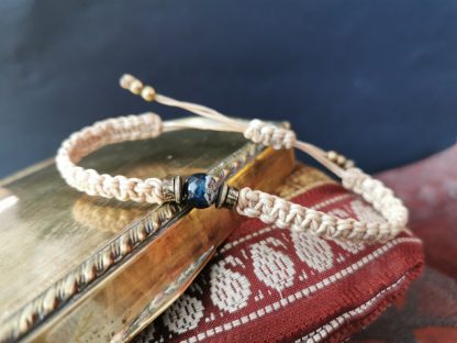 Bracelet homme macramé agate bleu