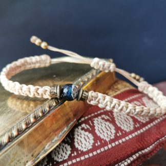 Bracelet homme macramé agate bleu