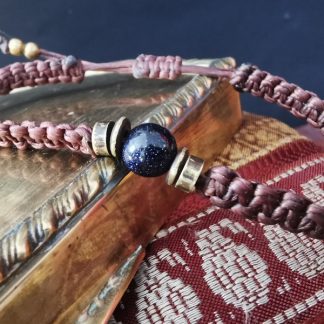 Bracelet homme macrame pierre de soleil bleue