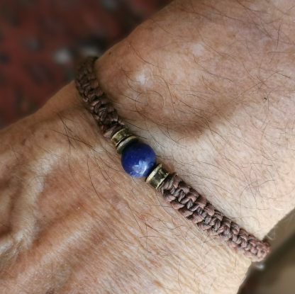 Bracelet macramé homme marron foncé sodalite
