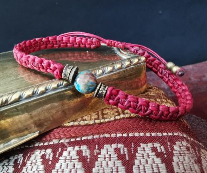 bracelet macrame rouge agate