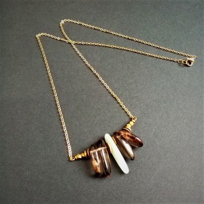 Collier asymétrique smoky menthol acier inoxydable