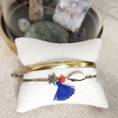 bracelet cauri coloré marron & bleu