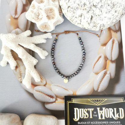 bracelet perles naturelles noires
