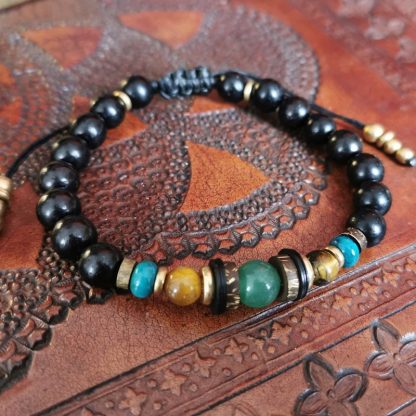 bracelet mala soul homme oeil de tigre aventurine & azurite