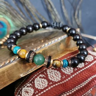 bracelet mala soul homme oeil de tigre aventurine & azurite