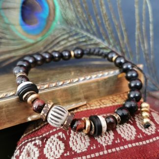 bracelet mala soul homme oeil de taureau, os