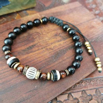 bracelet mala soul homme oeil de taureau, os