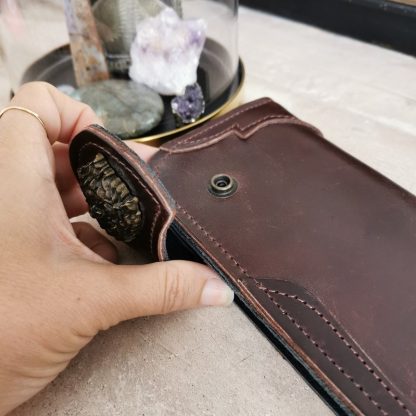 long portefeuille cuir bouton Concho