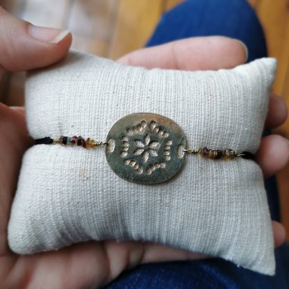 bracelet Elaia médaille cordon Tourmaline