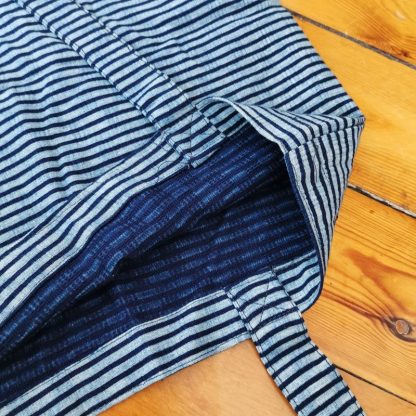 Sac tote bag indigo rayé intérieur