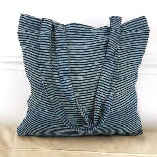 Sac tote bag indigo rayé