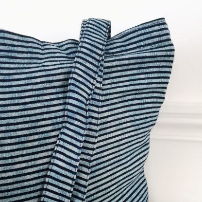 Sac tote bag indigo rayé détails