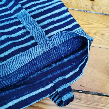 Sac tote bag indigo rayures dépareillées intérieur