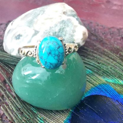 bague cabochon griffes baroque howlite bleu