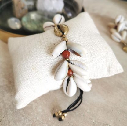 bracelet cauris & Cornaline bohème, ethnique et chic côté