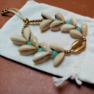 Bracelet calcédoine cauris véritable