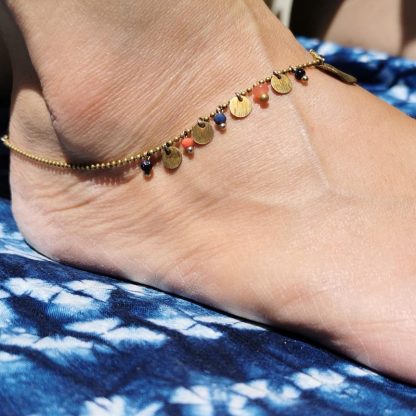 chaine de cheville pampilles & pierres details