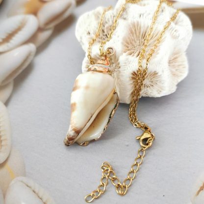 chaîne acier inoxydable et pendentif coquillage conque n°4 détails