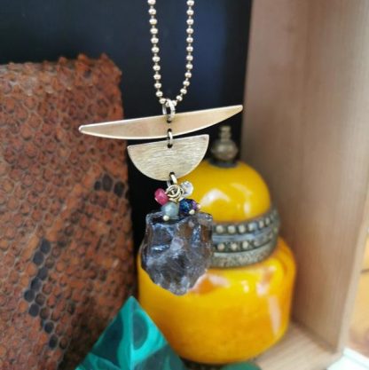 sautoir chaine divinity géométrique quartz fumé