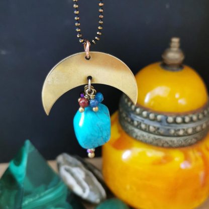 sautoir chaine divinity géométrique howlite bleu