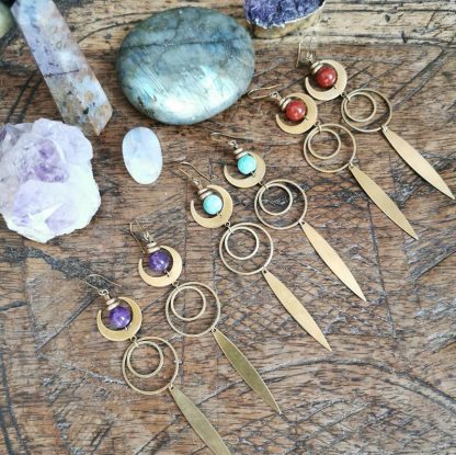 Longues clear night boucles d'oreilles géométrique lune