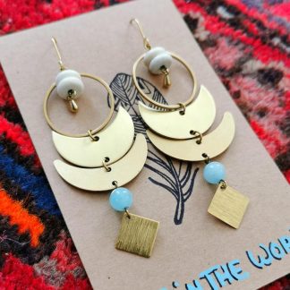 Grande boucles d'oreilles calcédoine clear moons