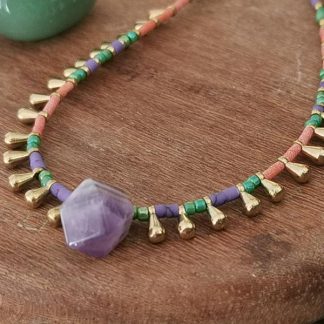 Ras de cou collier femme, Royal pendentif améthyste