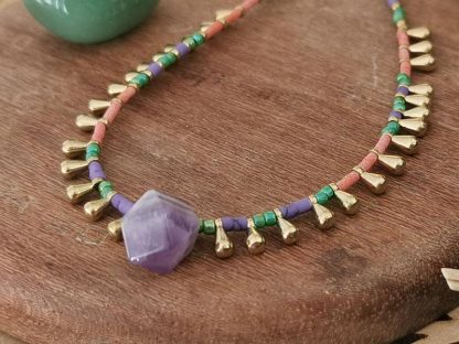 Ras de cou collier femme, Royal pendentif améthyste
