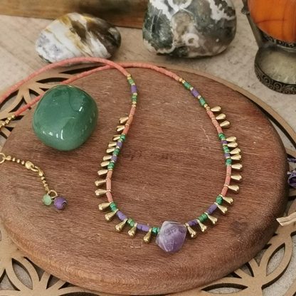 Ras de cou collier femme, Royal pendentif améthyste