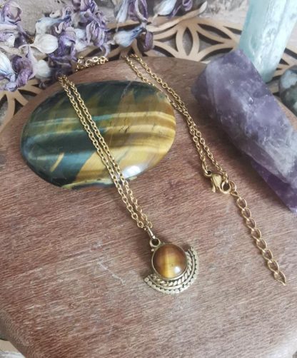 Les colliers Linoa , pendentifs pierres naturelles oeil de tigre