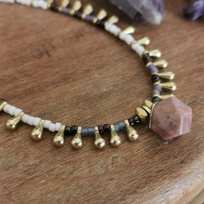 Ras de cou collier femme, Royal pendentif hexagonale