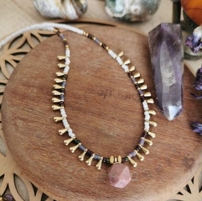 Ras de cou collier femme, Royal pendentif rhodochrosite