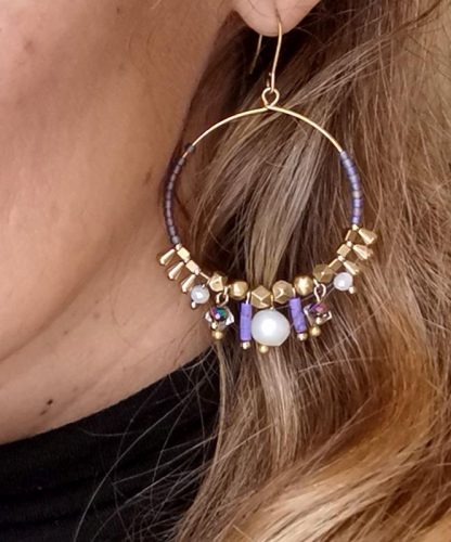Boucles d'oreilles Créoles lavande – Image 2