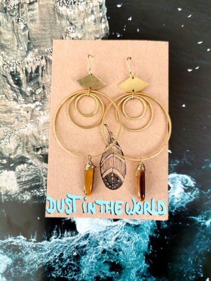 Boucles d'oreilles daya big hoops œil de tigre