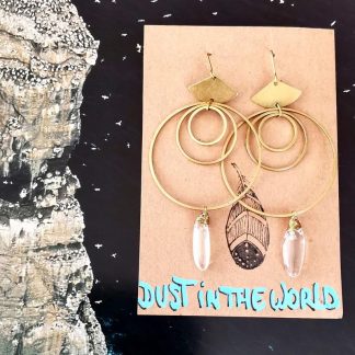 Boucles d'oreilles daya big hoops quartz blanc ,cristal