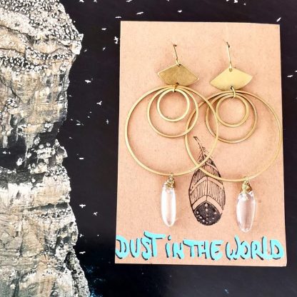 Boucles d'oreilles daya big hoops quartz blanc ,cristal