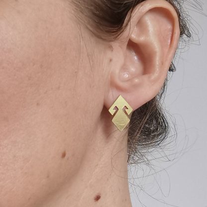 Boucles oreilles clous, de style ethnique, flèches dorées