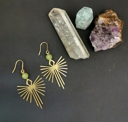 Boucles d'oreilles Sphynx jade olivine