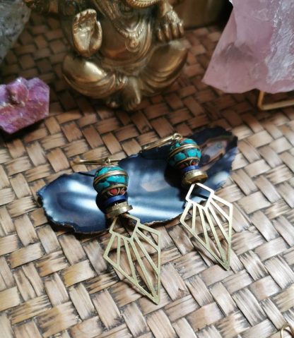 boucles d'oreilles isis perle Népalaise et heishi