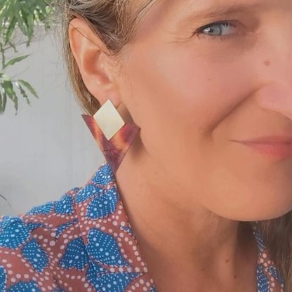 Boucles d'oreilles tissu retro modèle