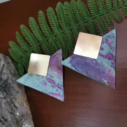 Boucles d'oreilles tissu retro bazin bleu violet