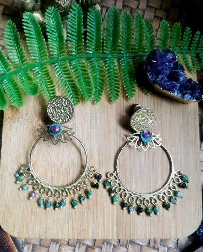 Boucles d'oreilles créole Sarasvati pierres fines