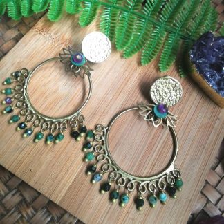 Boucles d'oreilles créole Sarasvati lotus tourmaline
